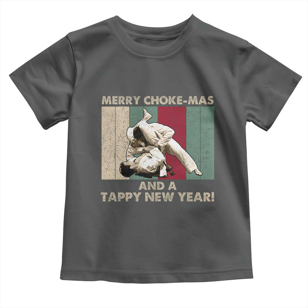 Jiu Jitsu Christmas Toddler T Shirt Retro Merry Choke Mas Tappy New Year Martial Arts BJJ Lover TS10 Dark Heather Print Your Wear