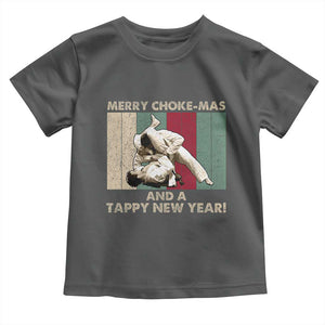Jiu Jitsu Christmas Toddler T Shirt Retro Merry Choke Mas Tappy New Year Martial Arts BJJ Lover TS10 Dark Heather Print Your Wear