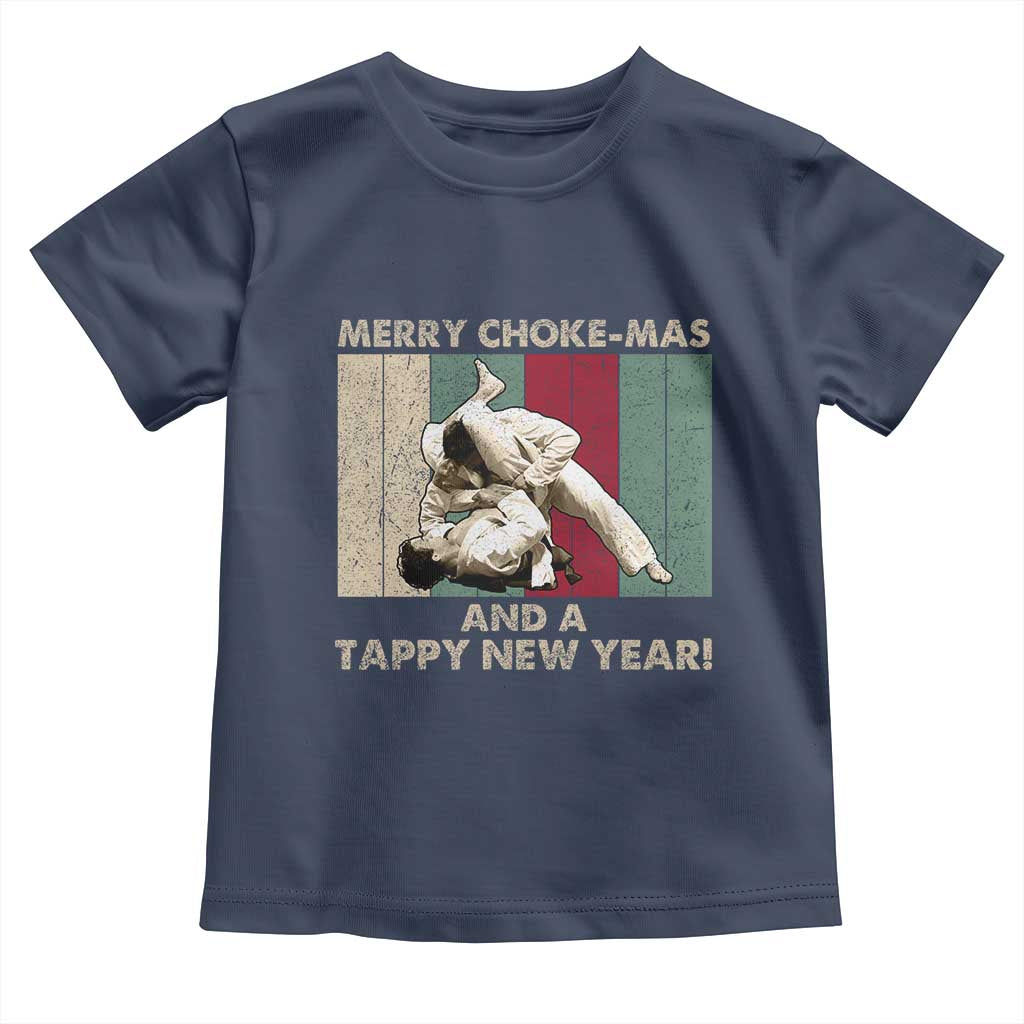 Jiu Jitsu Christmas Toddler T Shirt Retro Merry Choke Mas Tappy New Year Martial Arts BJJ Lover TS10 Navy Print Your Wear