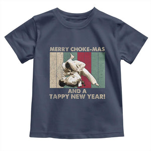 Jiu Jitsu Christmas Toddler T Shirt Retro Merry Choke Mas Tappy New Year Martial Arts BJJ Lover TS10 Navy Print Your Wear