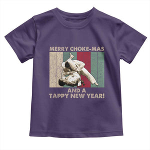 Jiu Jitsu Christmas Toddler T Shirt Retro Merry Choke Mas Tappy New Year Martial Arts BJJ Lover TS10 Purple Print Your Wear