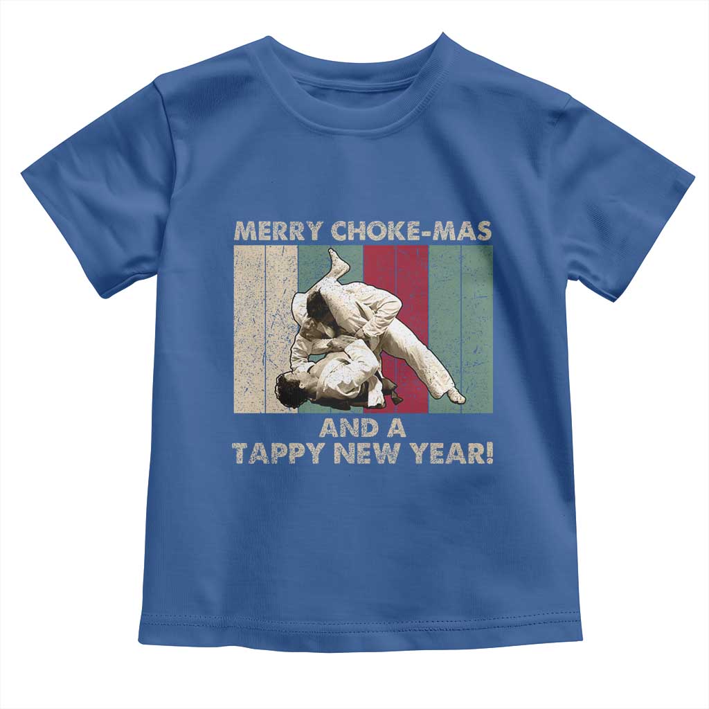 Jiu Jitsu Christmas Toddler T Shirt Retro Merry Choke Mas Tappy New Year Martial Arts BJJ Lover TS10 Royal Blue Print Your Wear