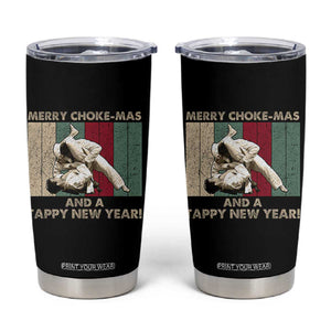 Jiu Jitsu Christmas Tumbler Cup Retro Merry Choke Mas Tappy New Year Martial Arts BJJ Lover TS10 Black Print Your Wear