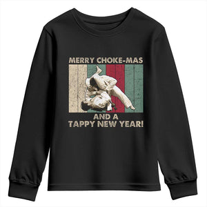 Jiu Jitsu Christmas Youth Sweatshirt Retro Merry Choke Mas Tappy New Year Martial Arts BJJ Lover TS10 Black Print Your Wear