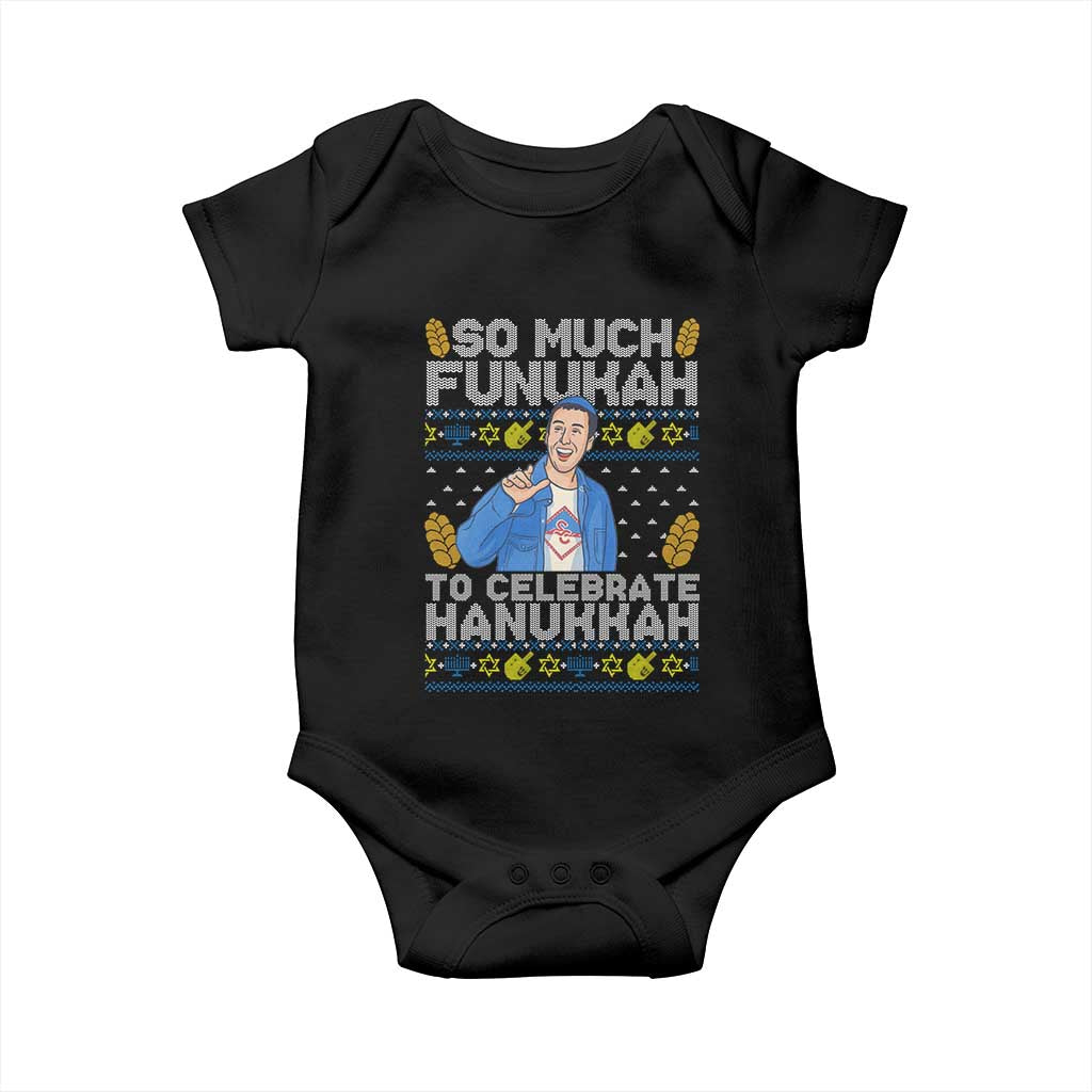 Funny Ugly Hanukkah Baby Onesie So Much Funukah To Celebrate Hanukkah Sandler TS10 Black Print Your Wear