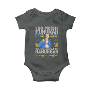 Funny Ugly Hanukkah Baby Onesie So Much Funukah To Celebrate Hanukkah Sandler TS10 Dark Heather Print Your Wear