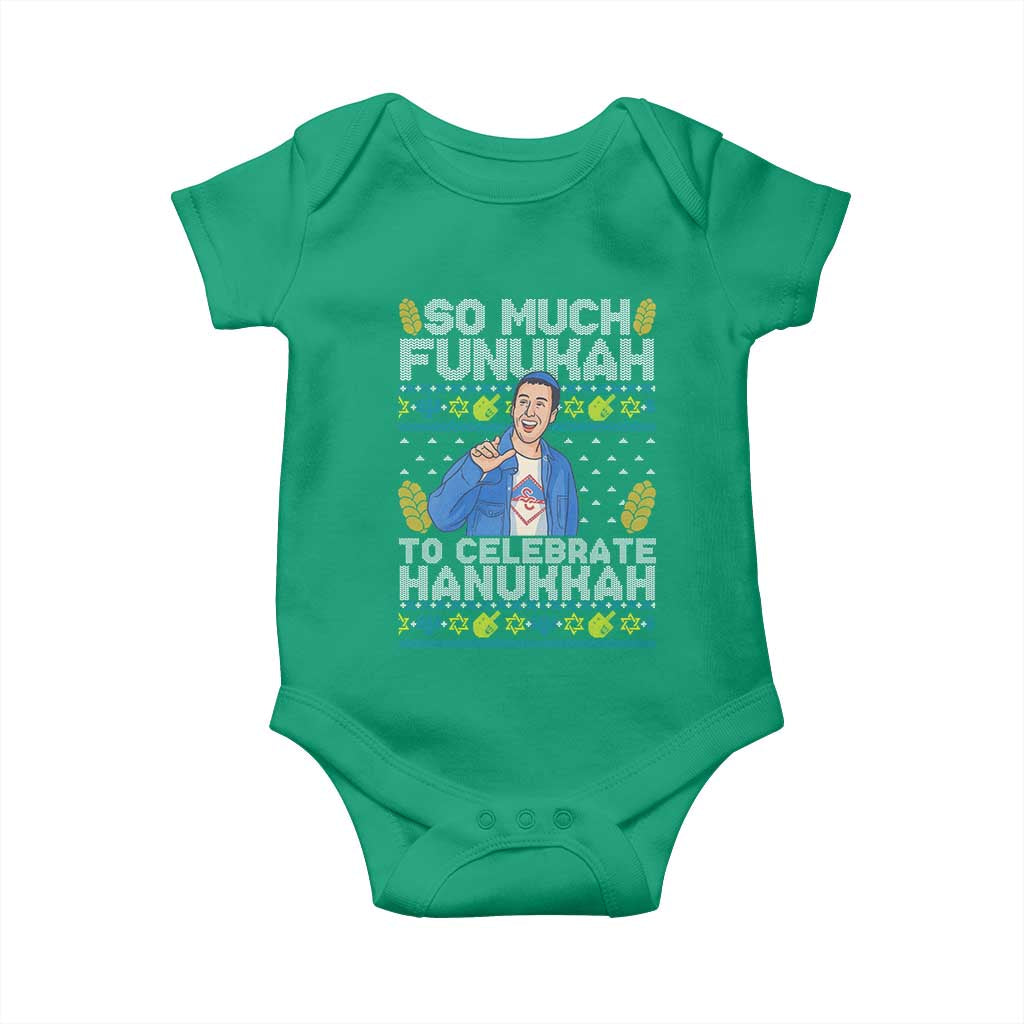 Funny Ugly Hanukkah Baby Onesie So Much Funukah To Celebrate Hanukkah Sandler TS10 Irish Green Print Your Wear