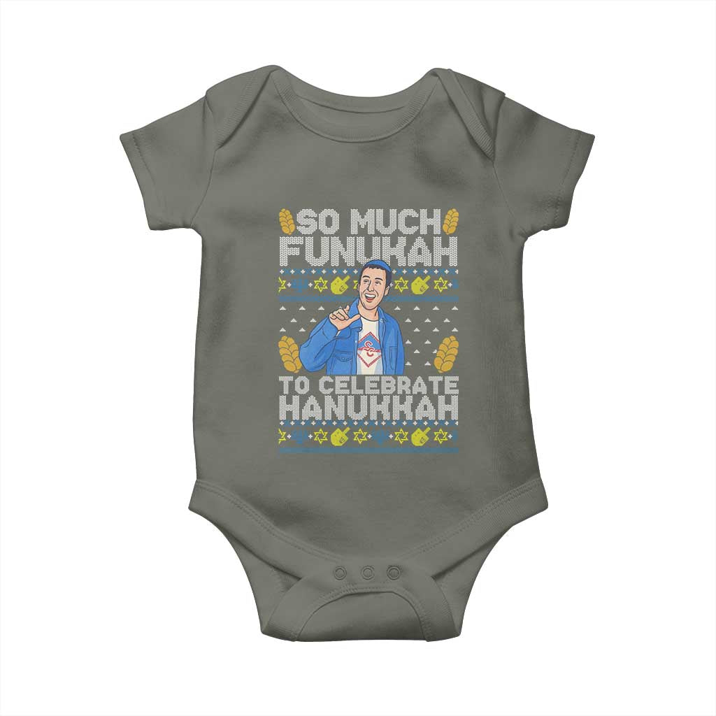 Funny Ugly Hanukkah Baby Onesie So Much Funukah To Celebrate Hanukkah Sandler TS10 Military Green Print Your Wear