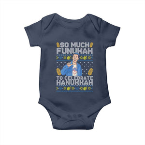 Funny Ugly Hanukkah Baby Onesie So Much Funukah To Celebrate Hanukkah Sandler TS10 Navy Print Your Wear