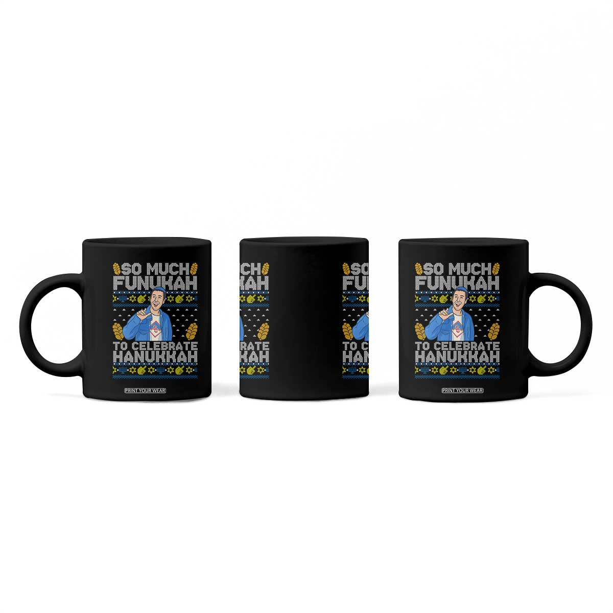 Funny Ugly Hanukkah Coffee Mug So Much Funukah To Celebrate Hanukkah Sandler TS10 Print Your Wear