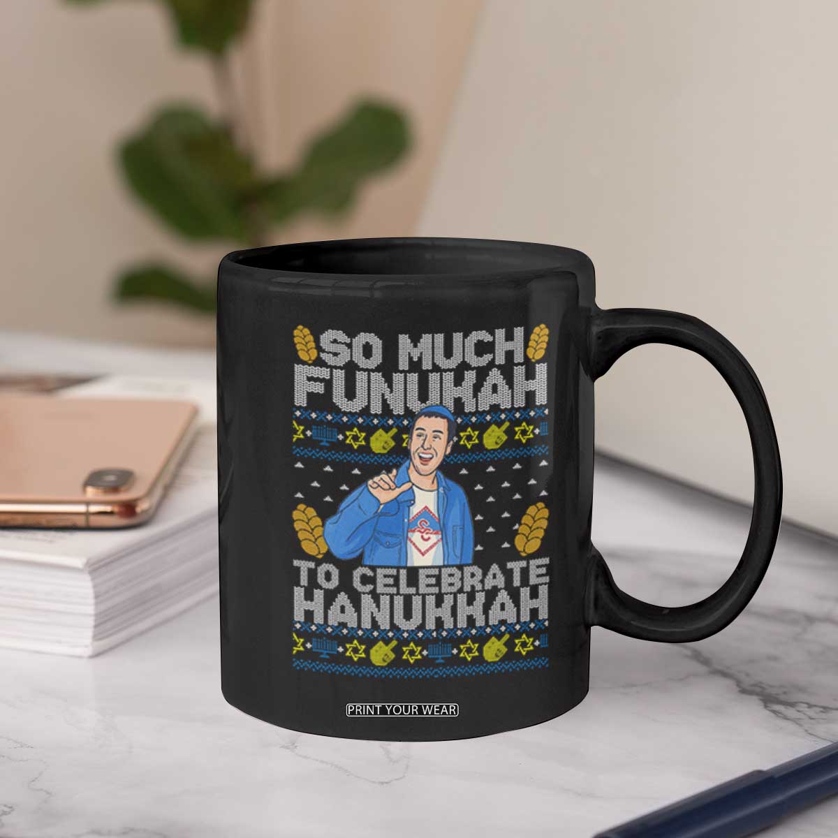 Funny Ugly Hanukkah Coffee Mug So Much Funukah To Celebrate Hanukkah Sandler TS10 Print Your Wear