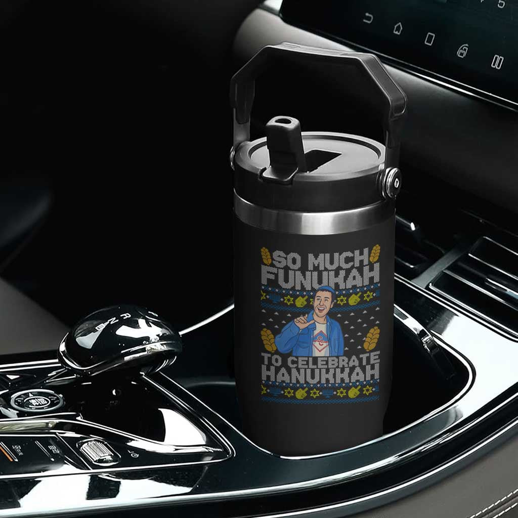 Funny Ugly Hanukkah Flip Straw Tumbler So Much Funukah To Celebrate Hanukkah Sandler TS10 Print Your Wear