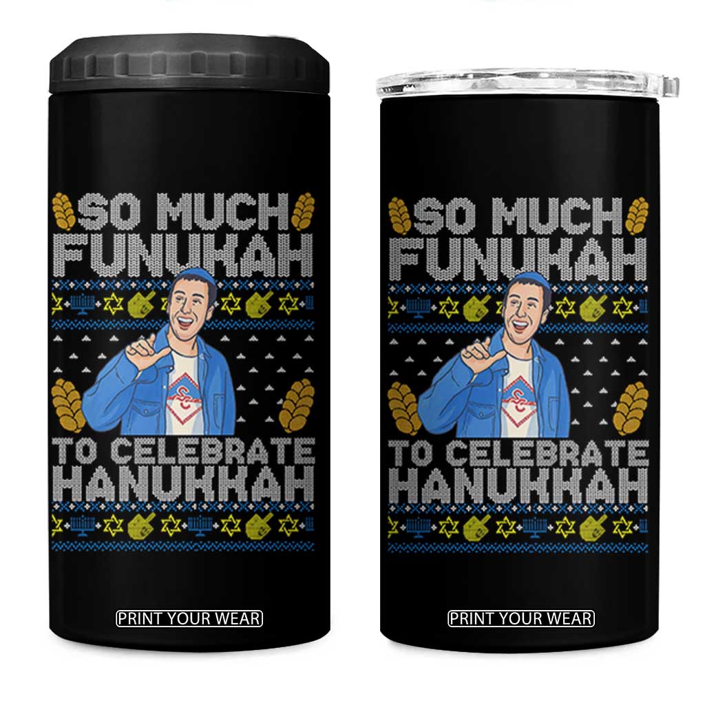 Funny Ugly Hanukkah 4 in 1 Can Cooler Tumbler So Much Funukah To Celebrate Hanukkah Sandler TS10 One Size: 16 oz Black Print Your Wear
