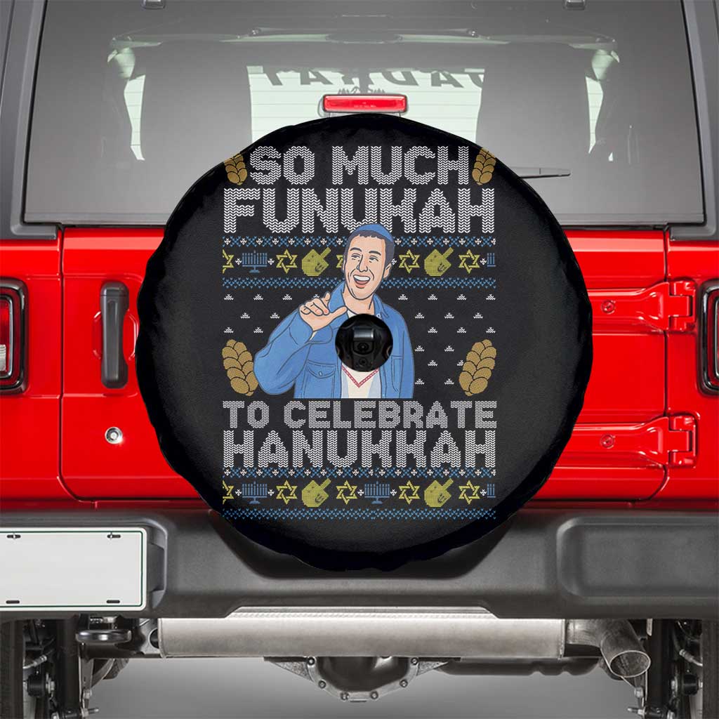 Funny Ugly Hanukkah Spare Tire Cover So Much Funukah To Celebrate Hanukkah Sandler TS10 Black Print Your Wear