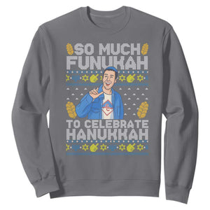 Funny Ugly Hanukkah Sweatshirt So Much Funukah To Celebrate Hanukkah Sandler TS10 Charcoal Print Your Wear