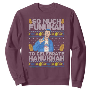 Funny Ugly Hanukkah Sweatshirt So Much Funukah To Celebrate Hanukkah Sandler TS10 Maroon Print Your Wear
