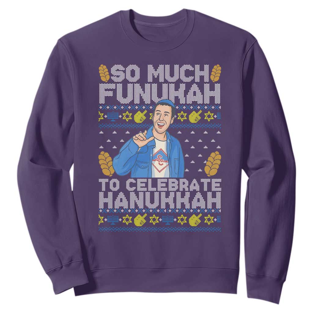 Funny Ugly Hanukkah Sweatshirt So Much Funukah To Celebrate Hanukkah Sandler TS10 Purple Print Your Wear