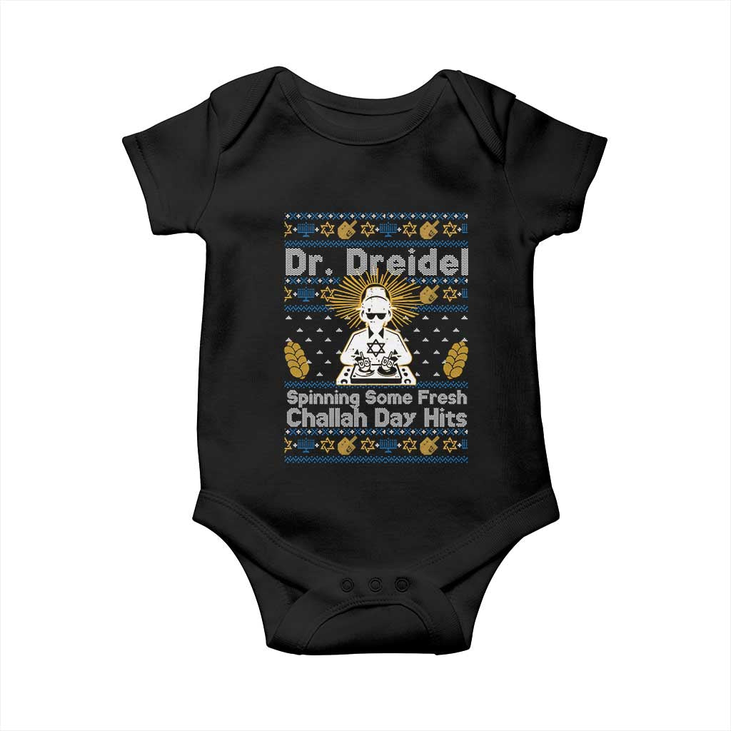 Funny Ugly Hanukkah Baby Onesie Mr Dreidel Dj Chanukkah Jewish TS10 Black Print Your Wear