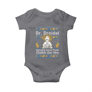 Funny Ugly Hanukkah Baby Onesie Mr Dreidel Dj Chanukkah Jewish TS10 Charcoal Print Your Wear