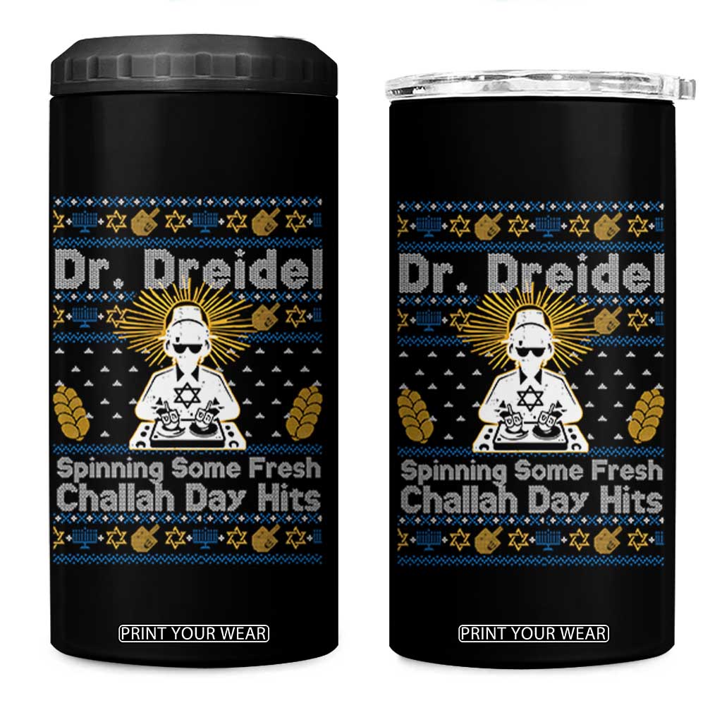 Funny Ugly Hanukkah 4 in 1 Can Cooler Tumbler Mr Dreidel Dj Chanukkah Jewish TS10 One Size: 16 oz Black Print Your Wear