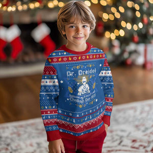 Funny Ugly Hanukkah Hanukkah Ugly Sweater Mr Dreidel Dj Chanukkah Jewish TS10 Blue Red Print Your Wear