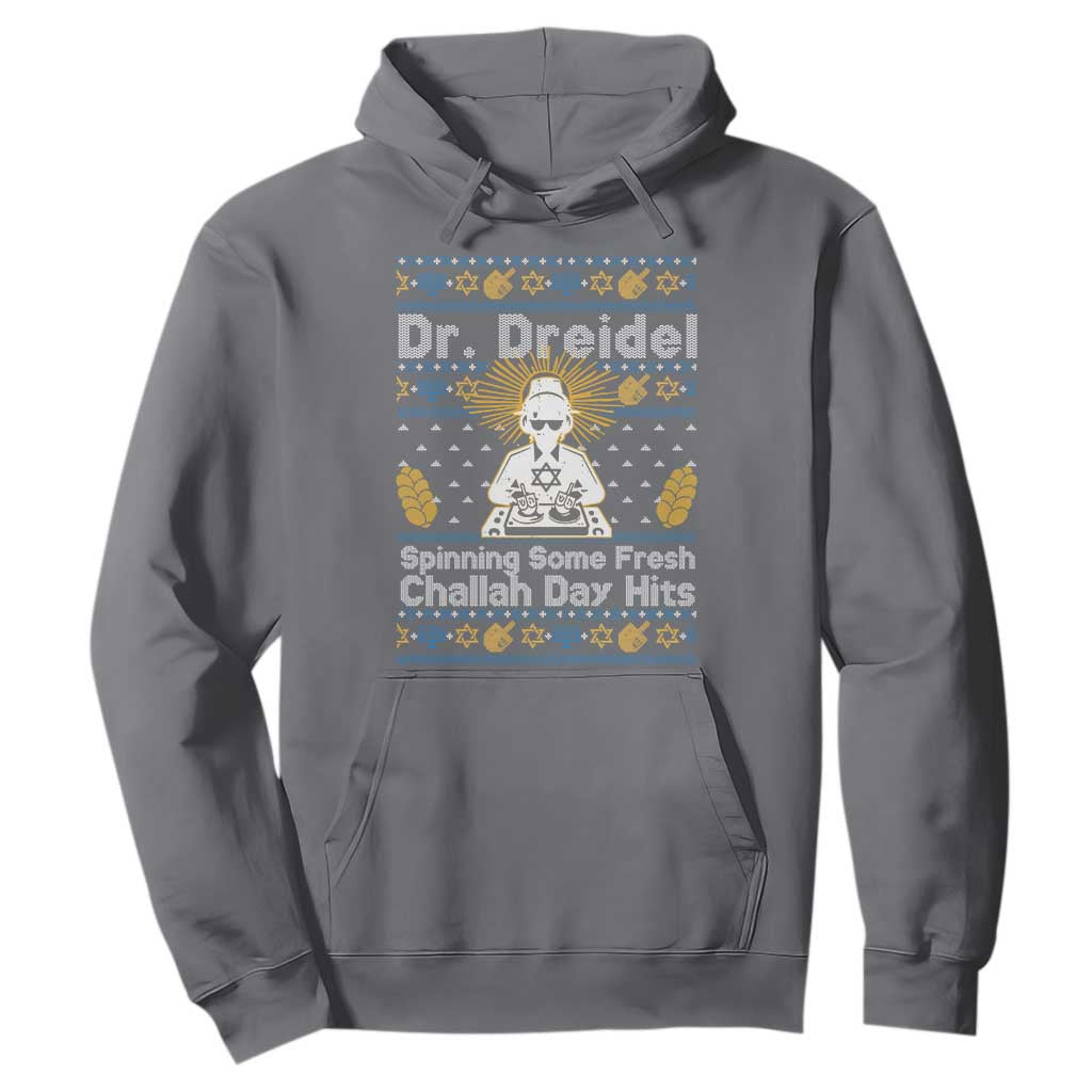 Funny Ugly Hanukkah Hoodie Mr Dreidel Dj Chanukkah Jewish TS10 Charcoal Print Your Wear