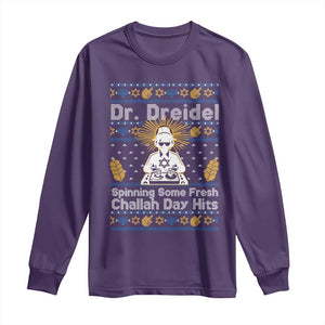 Funny Ugly Hanukkah Long Sleeve Shirt Mr Dreidel Dj Chanukkah Jewish TS10 Purple Print Your Wear