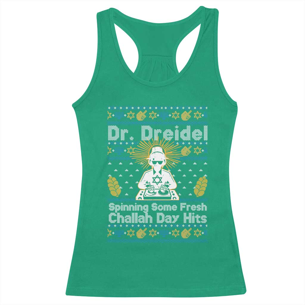 Funny Ugly Hanukkah Racerback Tank Top Mr Dreidel Dj Chanukkah Jewish TS10 Irish Green Print Your Wear