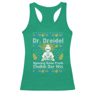 Funny Ugly Hanukkah Racerback Tank Top Mr Dreidel Dj Chanukkah Jewish TS10 Irish Green Print Your Wear