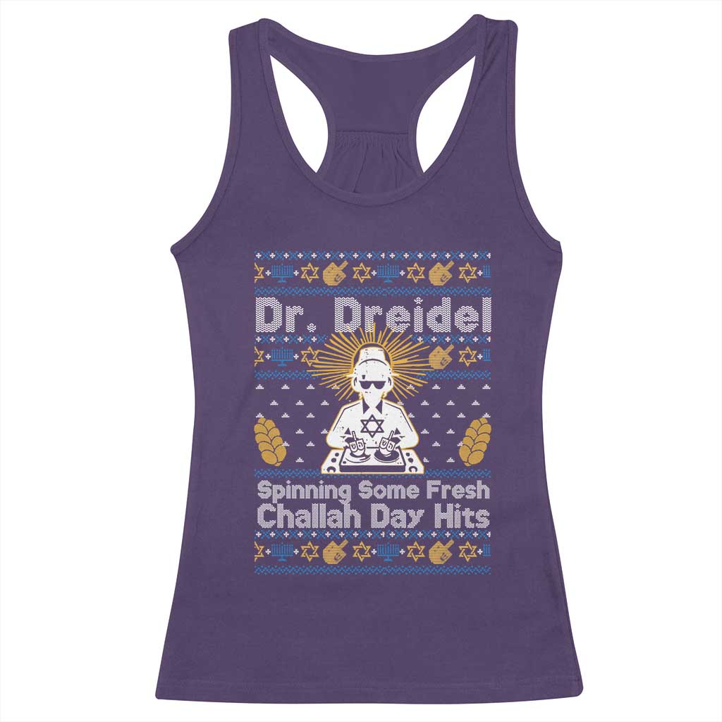 Funny Ugly Hanukkah Racerback Tank Top Mr Dreidel Dj Chanukkah Jewish TS10 Purple Print Your Wear