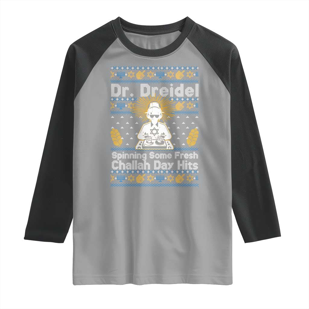 Funny Ugly Hanukkah Raglan Shirt Mr Dreidel Dj Chanukkah Jewish TS10 Sport Gray Black Print Your Wear