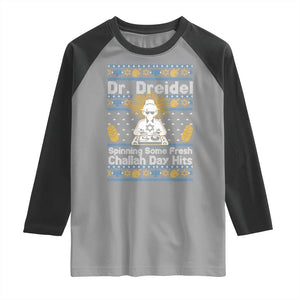 Funny Ugly Hanukkah Raglan Shirt Mr Dreidel Dj Chanukkah Jewish TS10 Sport Gray Black Print Your Wear