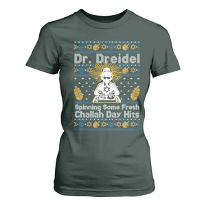 Funny Ugly Hanukkah T Shirt For Women Mr Dreidel Dj Chanukkah Jewish TS10 Dark Forest Green Print Your Wear