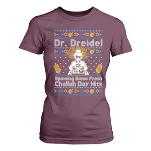 Funny Ugly Hanukkah T Shirt For Women Mr Dreidel Dj Chanukkah Jewish TS10 Maroon Print Your Wear