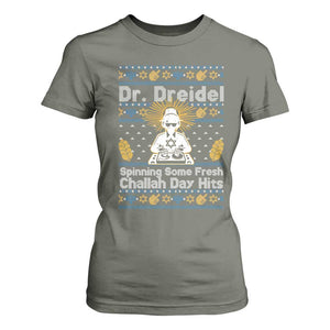 Funny Ugly Hanukkah T Shirt For Women Mr Dreidel Dj Chanukkah Jewish TS10 Military Green Print Your Wear