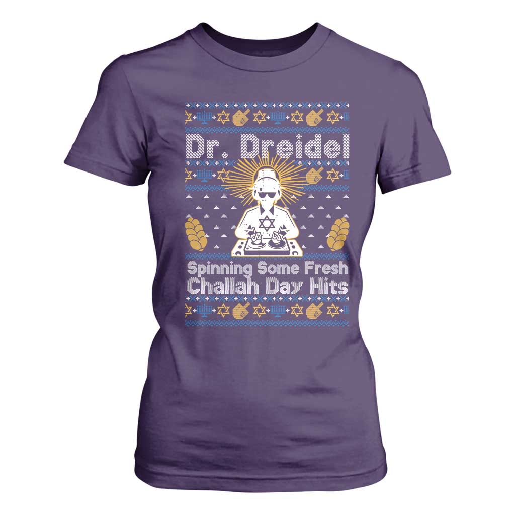 Funny Ugly Hanukkah T Shirt For Women Mr Dreidel Dj Chanukkah Jewish TS10 Purple Print Your Wear