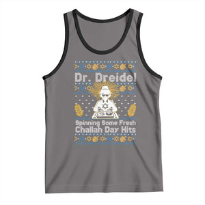 Funny Ugly Hanukkah Tank Top Mr Dreidel Dj Chanukkah Jewish TS10 Deep Heather Black Print Your Wear