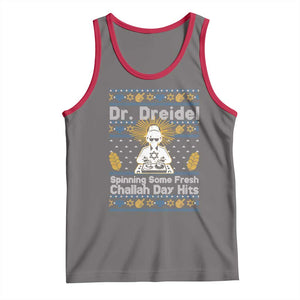 Funny Ugly Hanukkah Tank Top Mr Dreidel Dj Chanukkah Jewish TS10 Deep Heather Red Print Your Wear