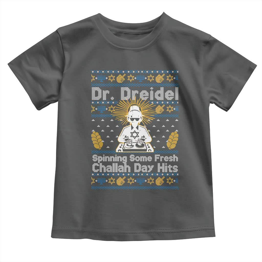 Funny Ugly Hanukkah Toddler T Shirt Mr Dreidel Dj Chanukkah Jewish TS10 Dark Heather Print Your Wear