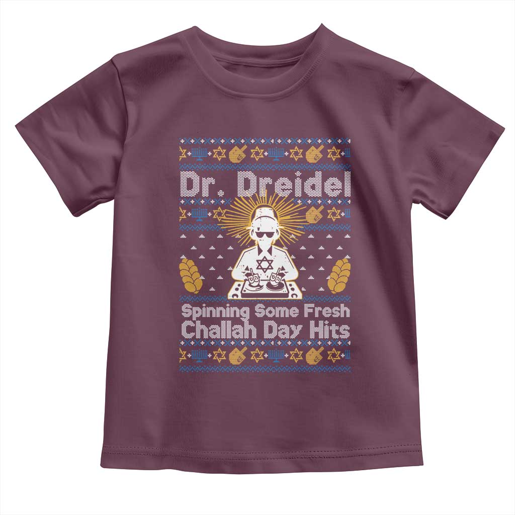 Funny Ugly Hanukkah Toddler T Shirt Mr Dreidel Dj Chanukkah Jewish TS10 Maroon Print Your Wear