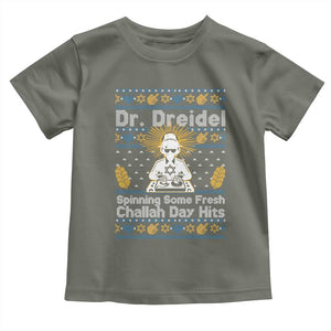Funny Ugly Hanukkah Toddler T Shirt Mr Dreidel Dj Chanukkah Jewish TS10 Military Green Print Your Wear