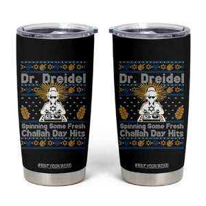 Funny Ugly Hanukkah Tumbler Cup Mr Dreidel Dj Chanukkah Jewish TS10 Black Print Your Wear