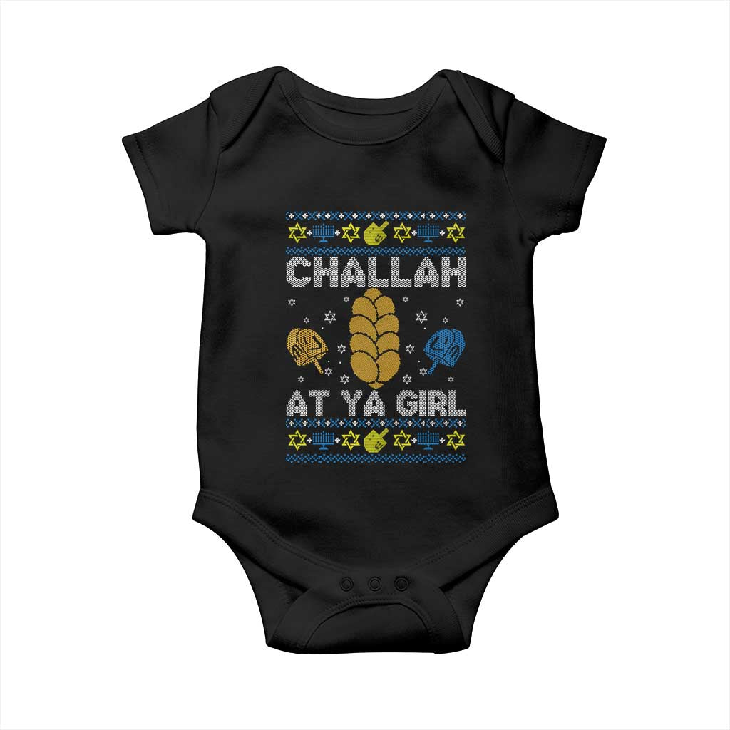 Funny Ugly Hanukkah Baby Onesie Challah At Ya Girl Matching TS10 Black Print Your Wear