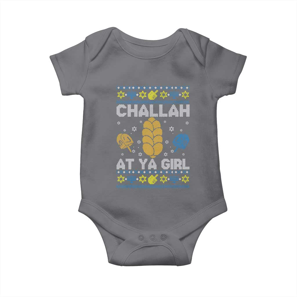 Funny Ugly Hanukkah Baby Onesie Challah At Ya Girl Matching TS10 Charcoal Print Your Wear