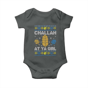 Funny Ugly Hanukkah Baby Onesie Challah At Ya Girl Matching TS10 Dark Heather Print Your Wear