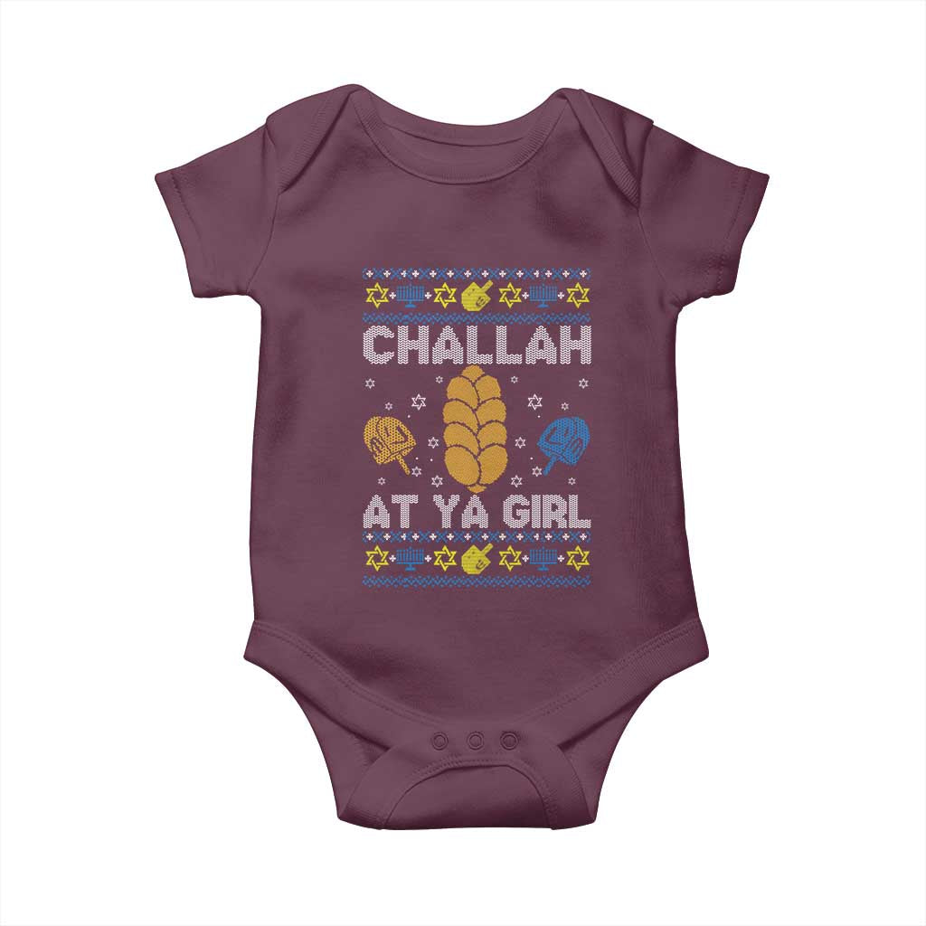 Funny Ugly Hanukkah Baby Onesie Challah At Ya Girl Matching TS10 Maroon Print Your Wear