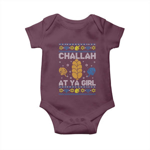 Funny Ugly Hanukkah Baby Onesie Challah At Ya Girl Matching TS10 Maroon Print Your Wear