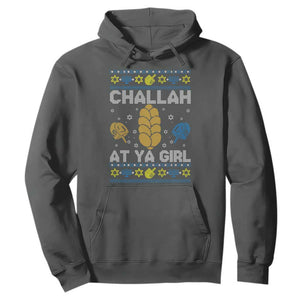 Funny Ugly Hanukkah Hoodie Challah At Ya Girl Matching TS10 Dark Heather Print Your Wear