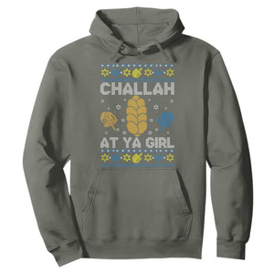 Funny Ugly Hanukkah Hoodie Challah At Ya Girl Matching TS10 Military Green Print Your Wear