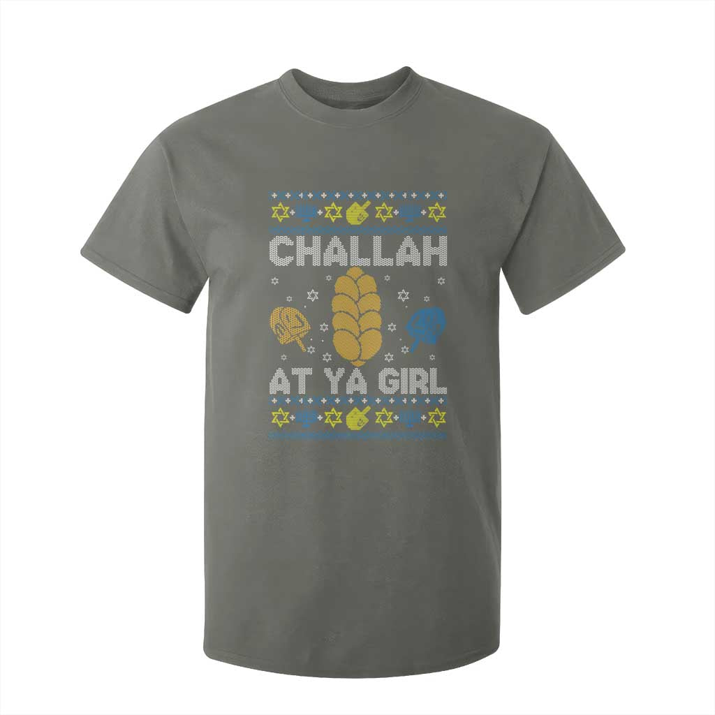 Funny Ugly Hanukkah T Shirt For Kid Challah At Ya Girl Matching TS10 Military Green Print Your Wear